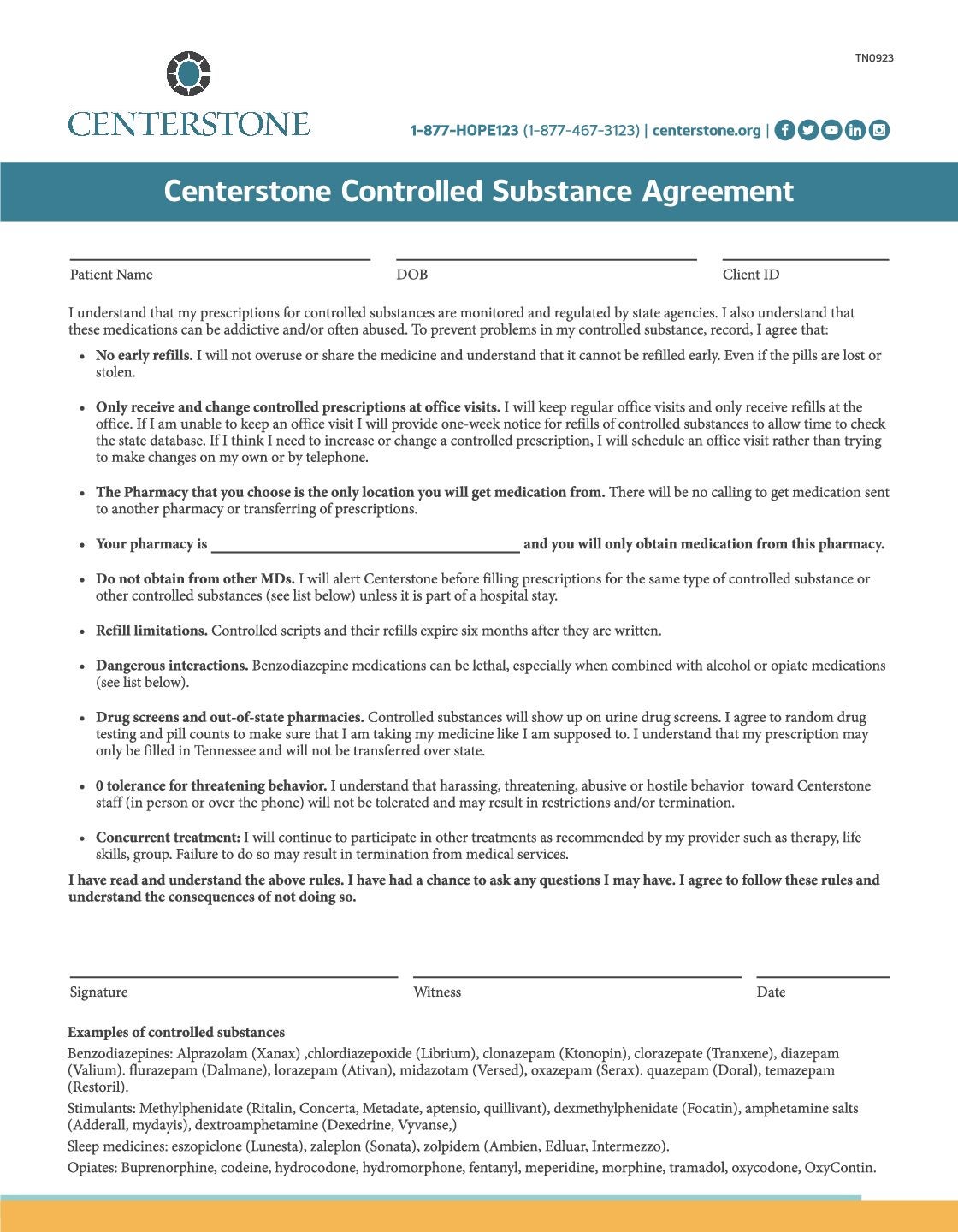 Controlled Substance Agreement