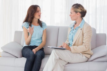 Woman talking to her psychologist