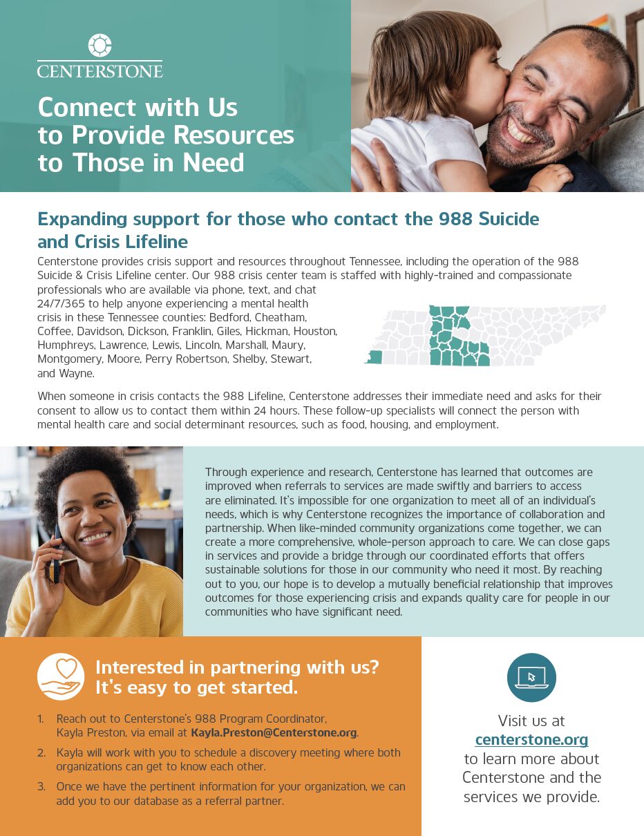 Centerstone Crisis Follow-Up Partner Flyer
