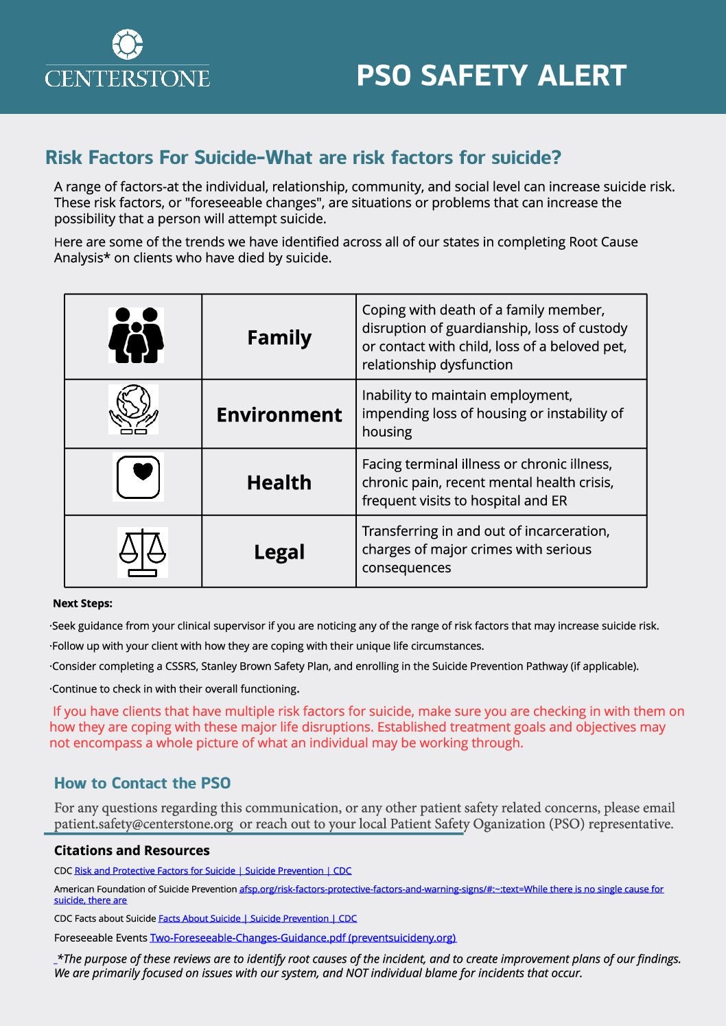 Patient Safety Alert – Suicide