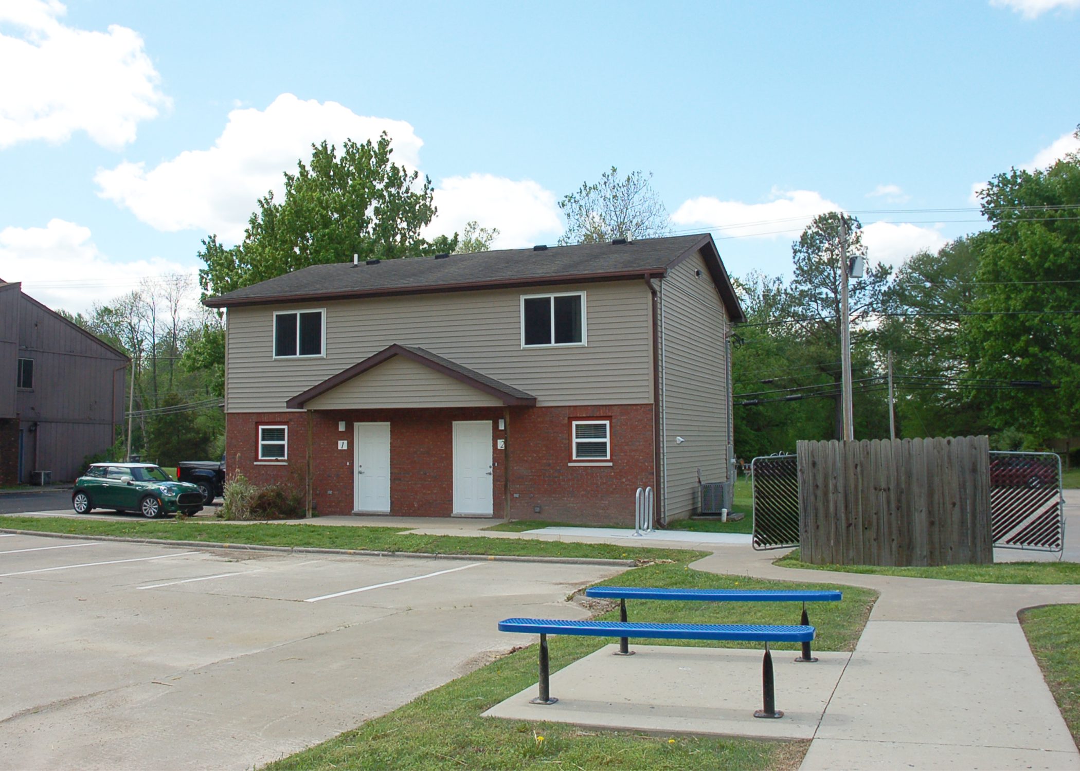 front of Milestone Apartments complex
